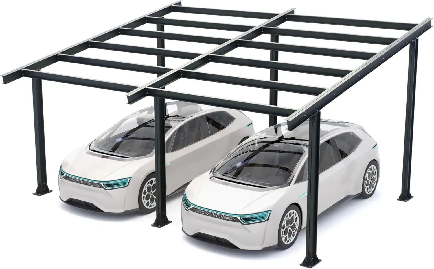 Moderner Carport aus Metall für 2 Autos, anthrazit, robuste Stahlkonstruktion
